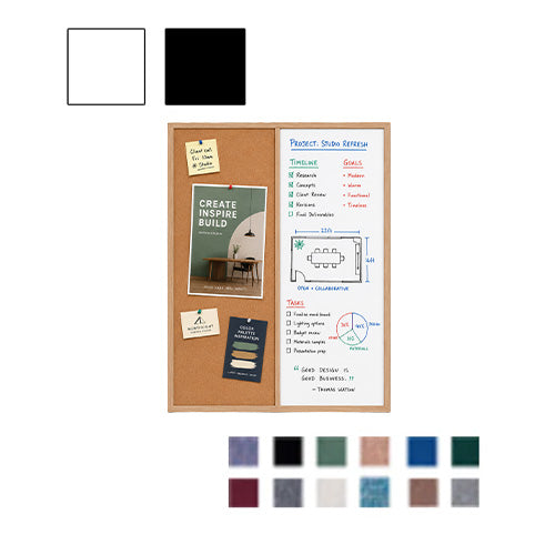 Value Line Combo Board 22x28 Wood Framed Cork Bulletin Marker Board (Open Face with Wood Trim)