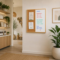 Value Line Combo Board 22x28 Wood Framed Cork Bulletin Marker Board (Open Face with Wood Trim)