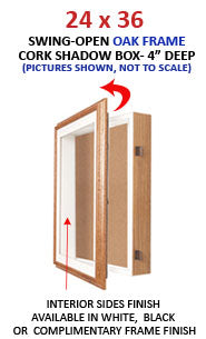 SwingFrame 24 x 36 Oak Wood Shadowbox with Cork Board (4" Deep)