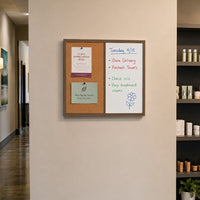 Value Line Combo Board 24x24 Wood Framed Cork Bulletin Marker Board (Open Face with Wood Trim)