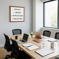 Economical 24 x 24 Wood Framed White Board, Melamine Dry Erase Markerboard in 3 Hardwood Finishes