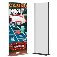 24 x 72 Mounted Graphic Poster Board Floorstand with Solid Steel Base, Silver or Black Finish