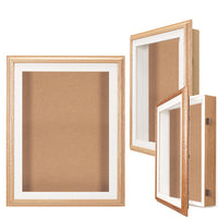 24"x24" SwingFrame Oak Shadow Box Display Case with Cork Board 3” Deep