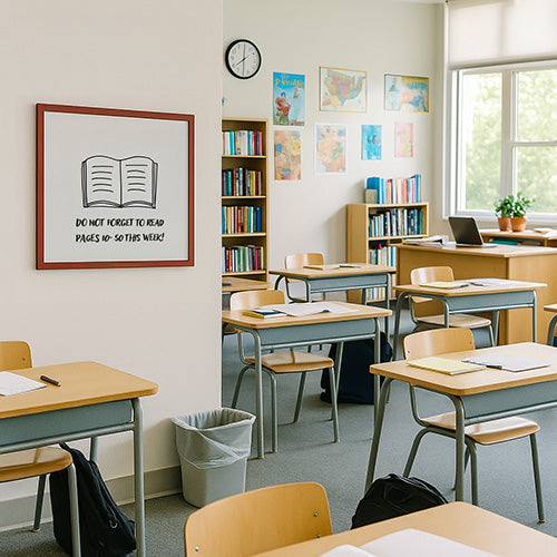 Economical 24 x 24 Wood Framed White Board, Melamine Dry Erase Markerboard in 3 Hardwood Finishes