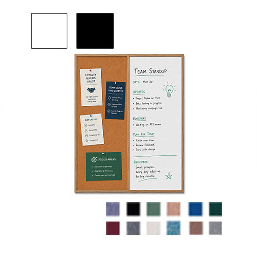 Value Line Combo Board 24x30 Wood Framed Cork Bulletin Marker Board (Open Face with Wood Trim)