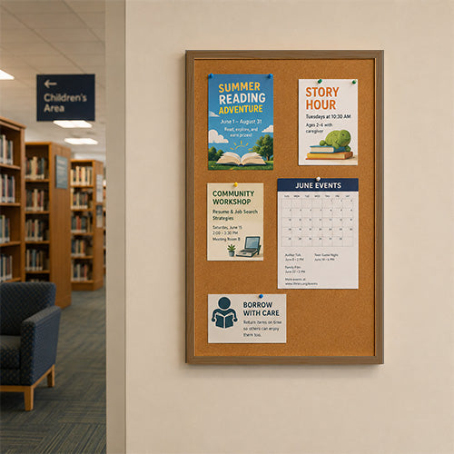 Value Line 24x36 Wood Framed Cork Bulletin Board | Wall Mount 1-Inch Hardwood Trim in Three Finishes