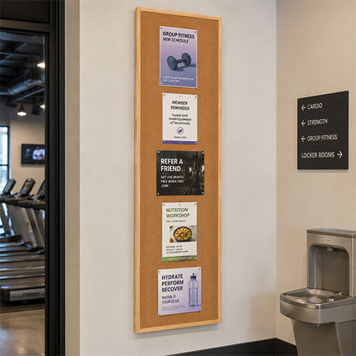 Value Line 24x60 Wood Framed Cork Bulletin Board | Open Face with Hardwood Trim - 3 Finishes