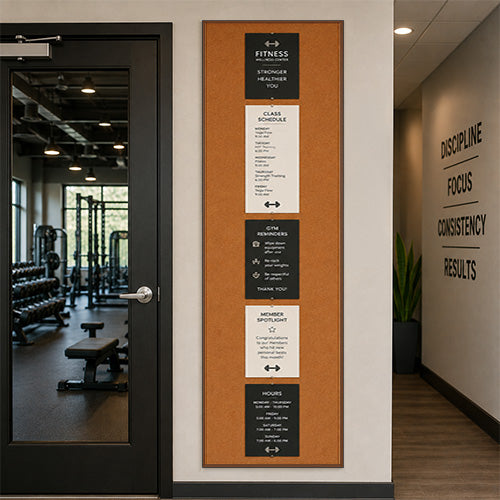 Value Line 24x84 Wood Framed Cork Bulletin Board | Open Face with Hardwood Trim