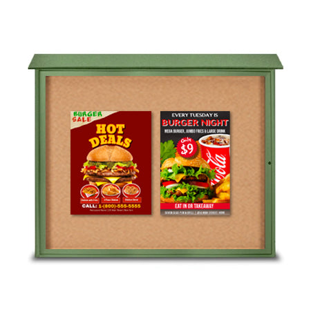 27x40 Outdoor Message Center with Cork Board Wall Mounted - LEFT Hinged