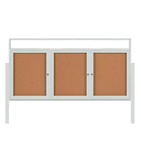 3-DOOR ILLUMINATED HEADER CORKBOARD 72" x 30" RADIUS EDGES WITH MITERED CORNERS (SHOWN IN SATIN SILVER)