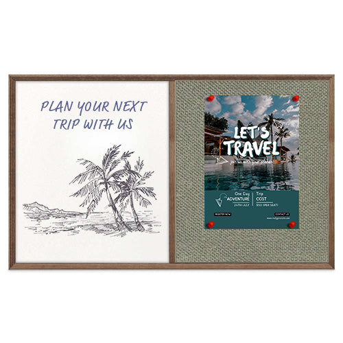 Combo Board 36x12 Decorative Wood Framed Cork Bulletin Marker Board (Open Face with Decorative Wood Trim)