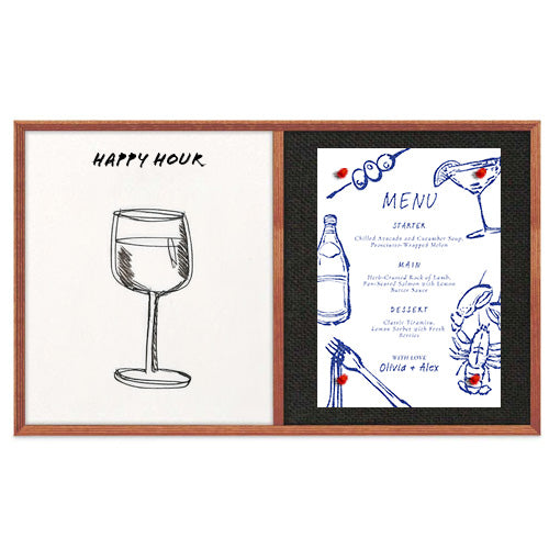 Combo Board 18x12 Decorative Wood Framed Cork Bulletin Marker Board (Open Face with Decorative Wood Trim)