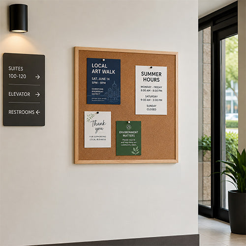 Value Line 30x30 Wood Framed Cork Bulletin Board | Open Face with Hardwood Trim