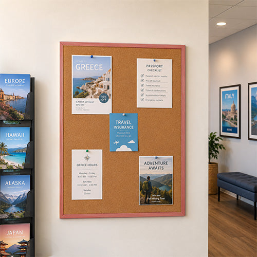 Value Line 30x40 Wood Framed Cork Bulletin Board | Open Face with Hardwood Trim