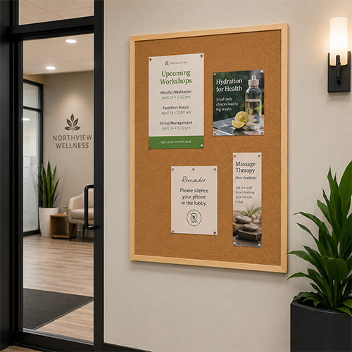 Value Line 30x40 Wood Framed Cork Bulletin Board | Open Face with Hardwood Trim