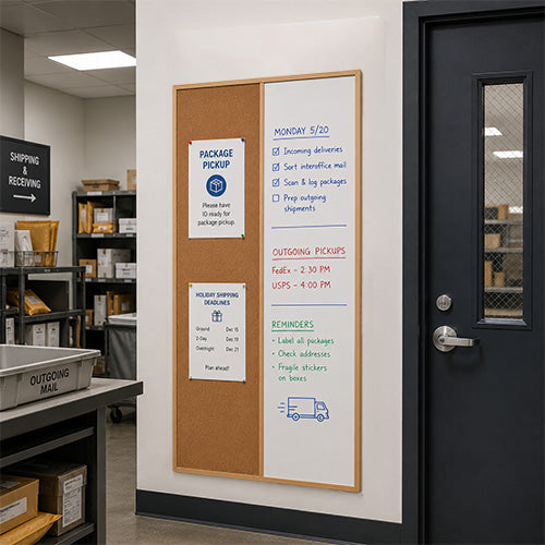Value Line Combo Board 36x72 Wood Framed Cork Bulletin Marker Board (Open Face with Wood Trim)