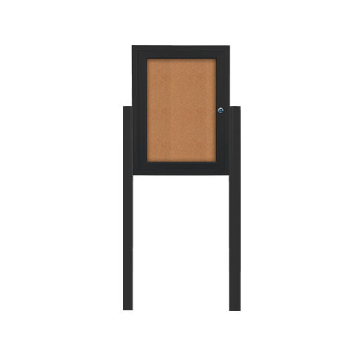 SwingCase Free-Standing 36x36 Outdoor Bulletin Board Display Case with Posts | All-Weather, Single Door Metal Cabinet