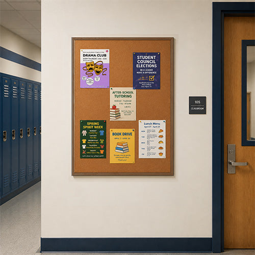 Value Line 36x48 Wood Framed Cork Bulletin Board | Open Face with Hardwood Trim