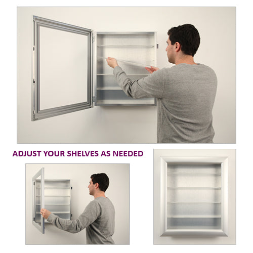 7" DEEP SHADOWBOX DISPLAY CASE 45x45 WITH ADJUSTABLE GLASS SHELVES