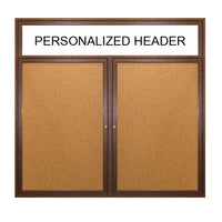 2 DOOR WOOD CORK BOARD 48 x 60 WITH HEADER (SHOWN IN WALNUT)