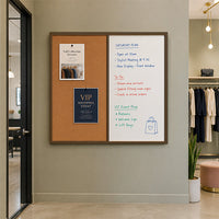 Value Line Combo Board 48x48 Wood Framed Cork Bulletin Marker Board (Open Face with Wood Trim)