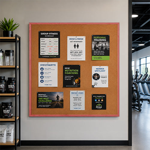 Value Line 48x48 Wood Framed Cork Bulletin Board | Open Face with Hardwood Trim