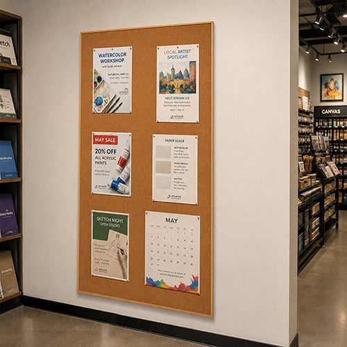 Value Line 48x84 Wood Framed Cork Bulletin Board | Open Face with Hardwood Trim