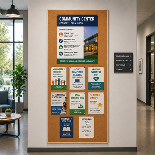 Value Line 48x96 Wood Framed Cork Bulletin Board | Open Face with Hardwood Trim