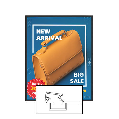 Economical MINI 36x36 Poster Snap Frame with .60" Wide Frame Profile - Flip Open, Fast Change