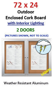 72x24 Outdoor Lighted Bulletin Boards 2-Door