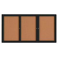 96x30 Enclosed Indoor Bulletin Boards with Radius Edge (3 DOORS)