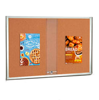 60 x 36 Indoor Enclosed Bulletin Cork Boards with Sliding Glass Doors