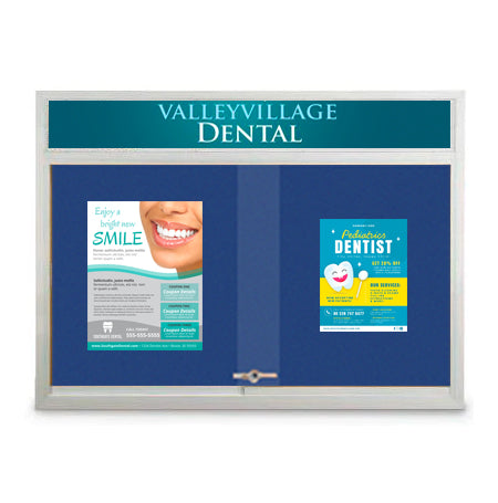 Indoor Bulletin Cork Boards 72" x 30" with Personalized Message Header (2 Sliding Glass Doors)