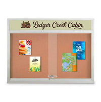 Indoor Bulletin Cork Boards 72" x 36" with Personalized Message Header (2 Sliding Glass Doors)