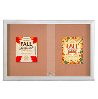 Indoor Enclosed Bulletin Cork Boards 60 x 36 with Sliding Glass Doors + Radius Edge Metal Cabinet Corners