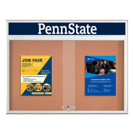 Indoor Bulletin Cork Boards 48x36 with Personalized Header (RADIUS EDGE) (Sliding Glass Doors)
