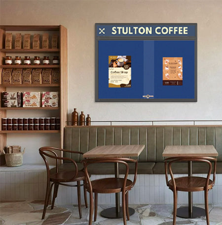 Indoor Bulletin Cork Boards 60x36 with Personalized Header (RADIUS EDGE) (Sliding Glass Doors)