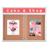 Indoor Bulletin Cork Boards 60x40 with Personalized Header (RADIUS EDGE) (Sliding Glass Doors)