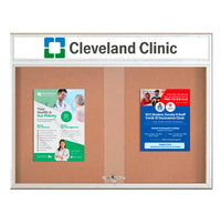 Indoor Bulletin Cork Boards 60x48 with Personalized Header (RADIUS EDGE) (Sliding Glass Doors)