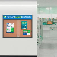 Indoor Bulletin Cork Boards 84x48 with Personalized Header (RADIUS EDGE) (Sliding Glass Doors)