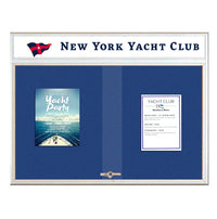 Indoor Bulletin Cork Boards 96x24 with Personalized Header (RADIUS EDGE) (Sliding Glass Doors)