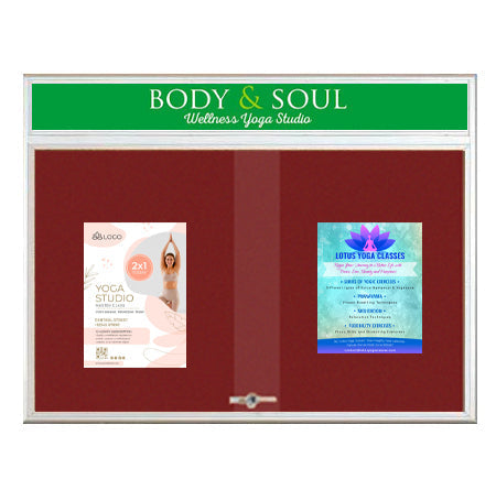 Indoor Bulletin Cork Boards 96x36 with Personalized Header (RADIUS EDGE) (Sliding Glass Doors)