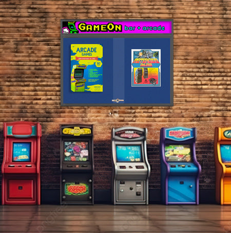 Indoor Bulletin Cork Boards 96x48 with Personalized Header (RADIUS EDGE) (Sliding Glass Doors)