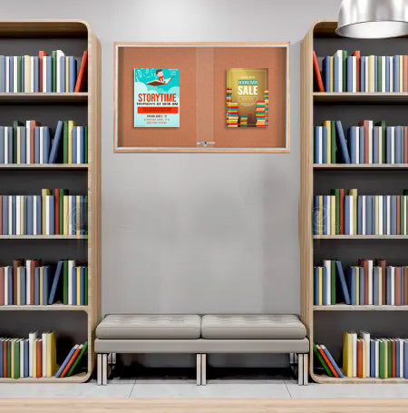 Sliding Glass Doors Indoor 40x40 Enclosed Bulletin Boards (Wood Framed)