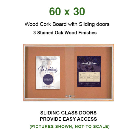 Sliding Glass Doors Indoor 60x30 Enclosed Bulletin Boards (Wood Framed)