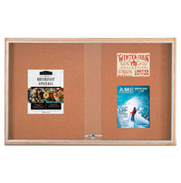 Sliding Glass Doors Indoor 60x30 Enclosed Bulletin Boards (Wood Framed)