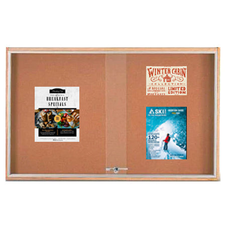 Sliding Glass Doors Indoor 60x30 Enclosed Bulletin Boards (Wood Framed)