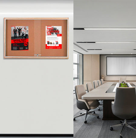Sliding Glass Doors Indoor 60x30 Enclosed Bulletin Boards (Wood Framed)