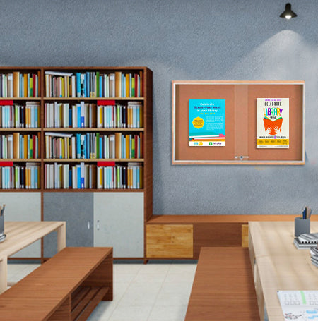 Sliding Glass Doors Indoor 60x36 Enclosed Bulletin Boards (Wood Framed)