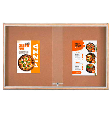 Sliding Glass Doors Indoor 72x24 Enclosed Bulletin Boards (Wood Framed)